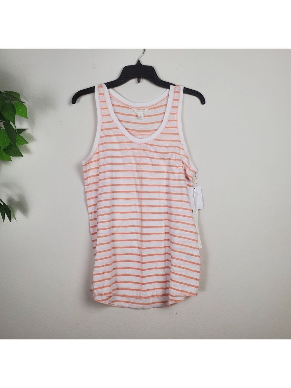NEW Caslon Nordstrom Coral Striped Sleeveless Top Women's Size Small